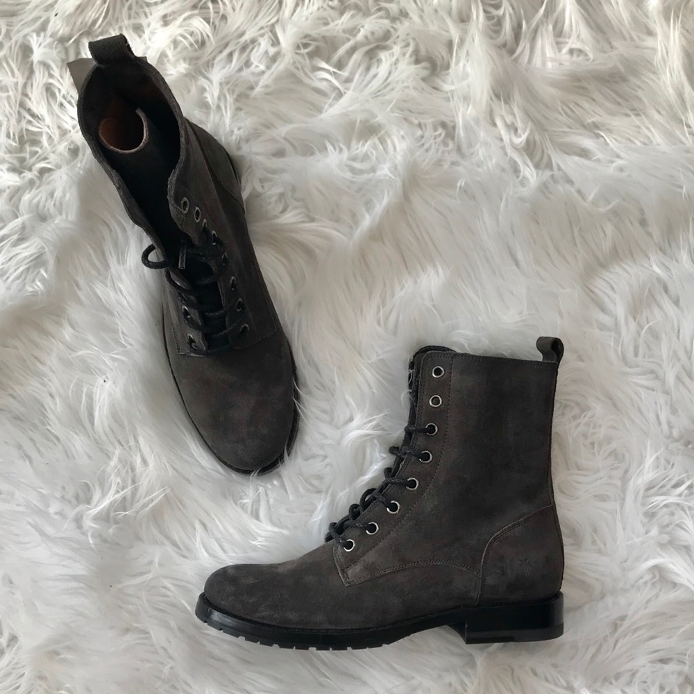 • Frye • Veronica Lace Up Combat Boots Gray New - Picture 3 of 4